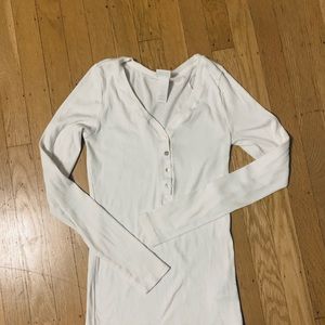 H&M Long-sleeved Ribbed V-neck in White